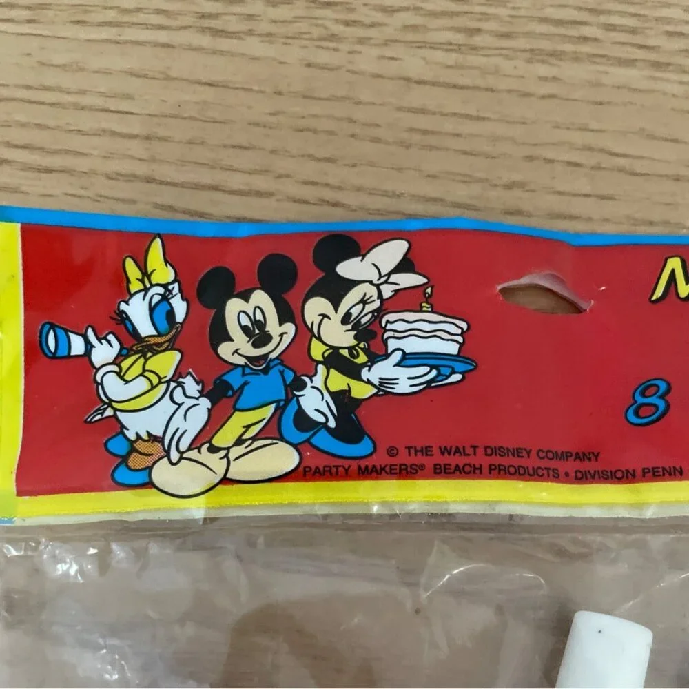 Vintage Beach Disney Mickey and Friends Birthday Party Horns Set of 8 New 1980s